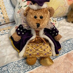 Royal Palace Plush Bear in Purple and Gold Outfit